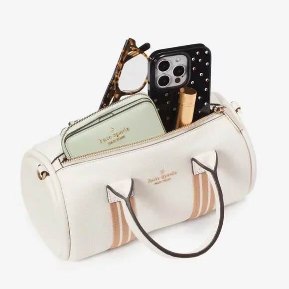 Kate Spade Rosie Small Duffle Barrel Pebbled Leather Crossbody Parchment